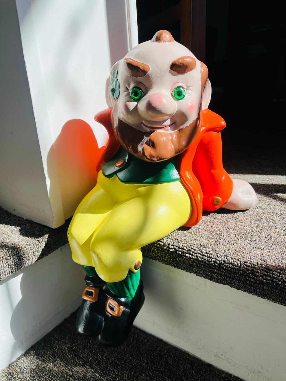 1977 Painted Ceramic Stair Leprechaun
